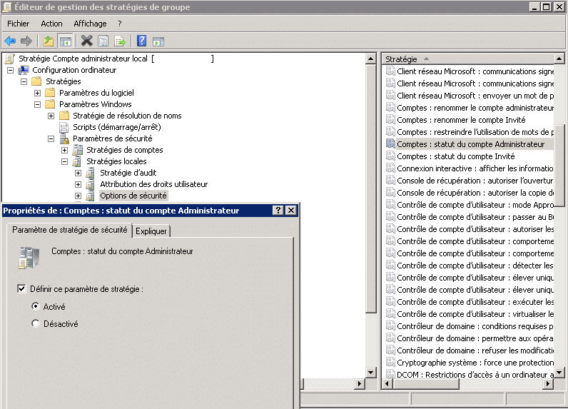 console02 Configuration du compte administrateur local par GPO sous 2008 R2