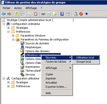 Console01 Configuration du compte administrateur local par GPO sous 2008 R2