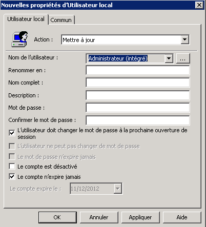 Console Configuration du compte administrateur local par GPO sous 2008 R2