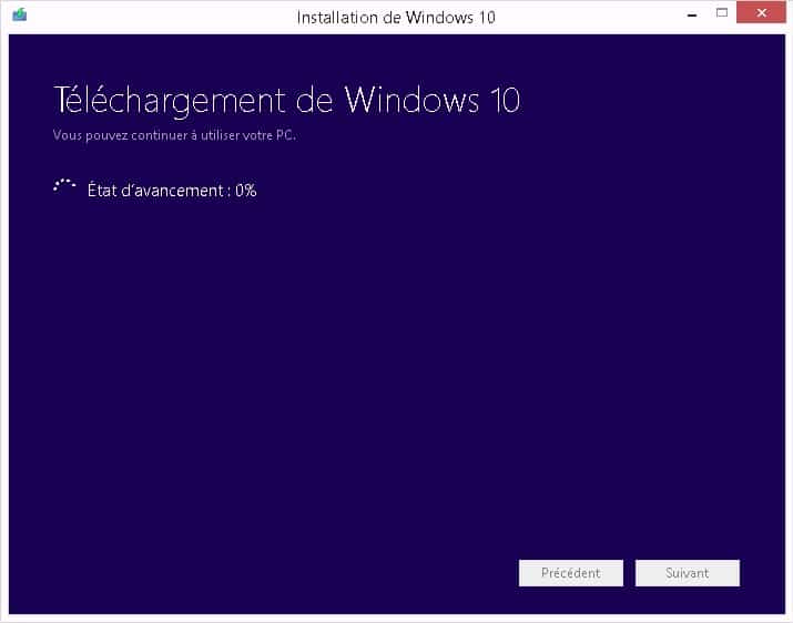 Windows 10 - Telechargement en cours