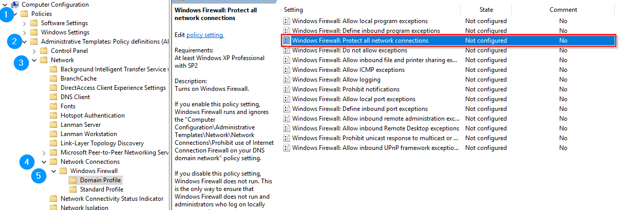 windows server group policy disable administrative shares